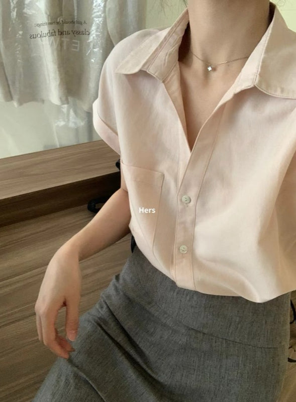 HERS> 簡約V領襯衫 9533#