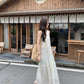 NENE> 木耳邊刺繡掛脖連衣裙  2338#