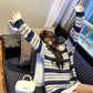 YJNENE - 長版條紋毛衣  953#