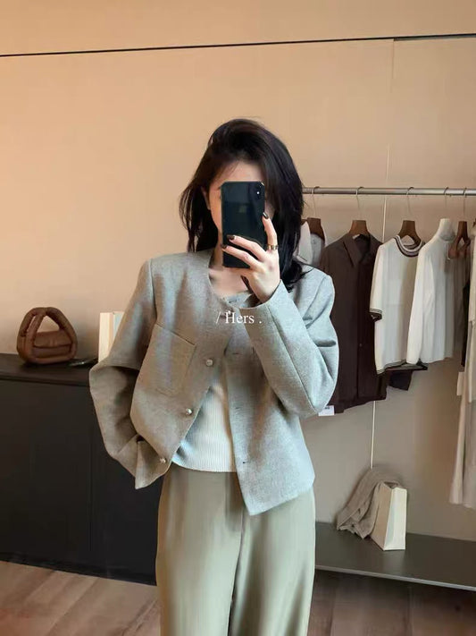 HERS - 玫瑰扣小香風外套  92166#