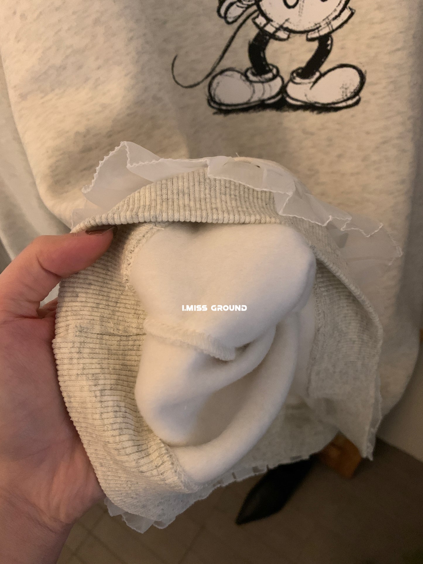 i miss - 鋪絨米米花邊大版衛衣  70813#