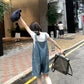 METWO> 牛仔背帶褲 08373#