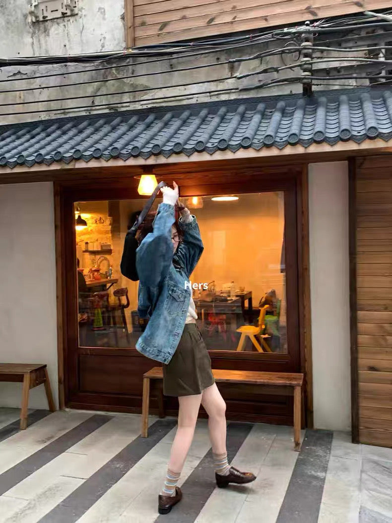 HERS> 咖啡牛仔棉短裙   2044#