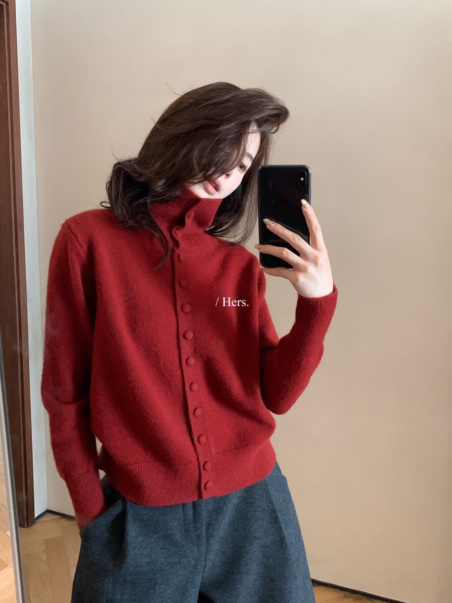 Hers - 單排釦高領毛衣  92515#