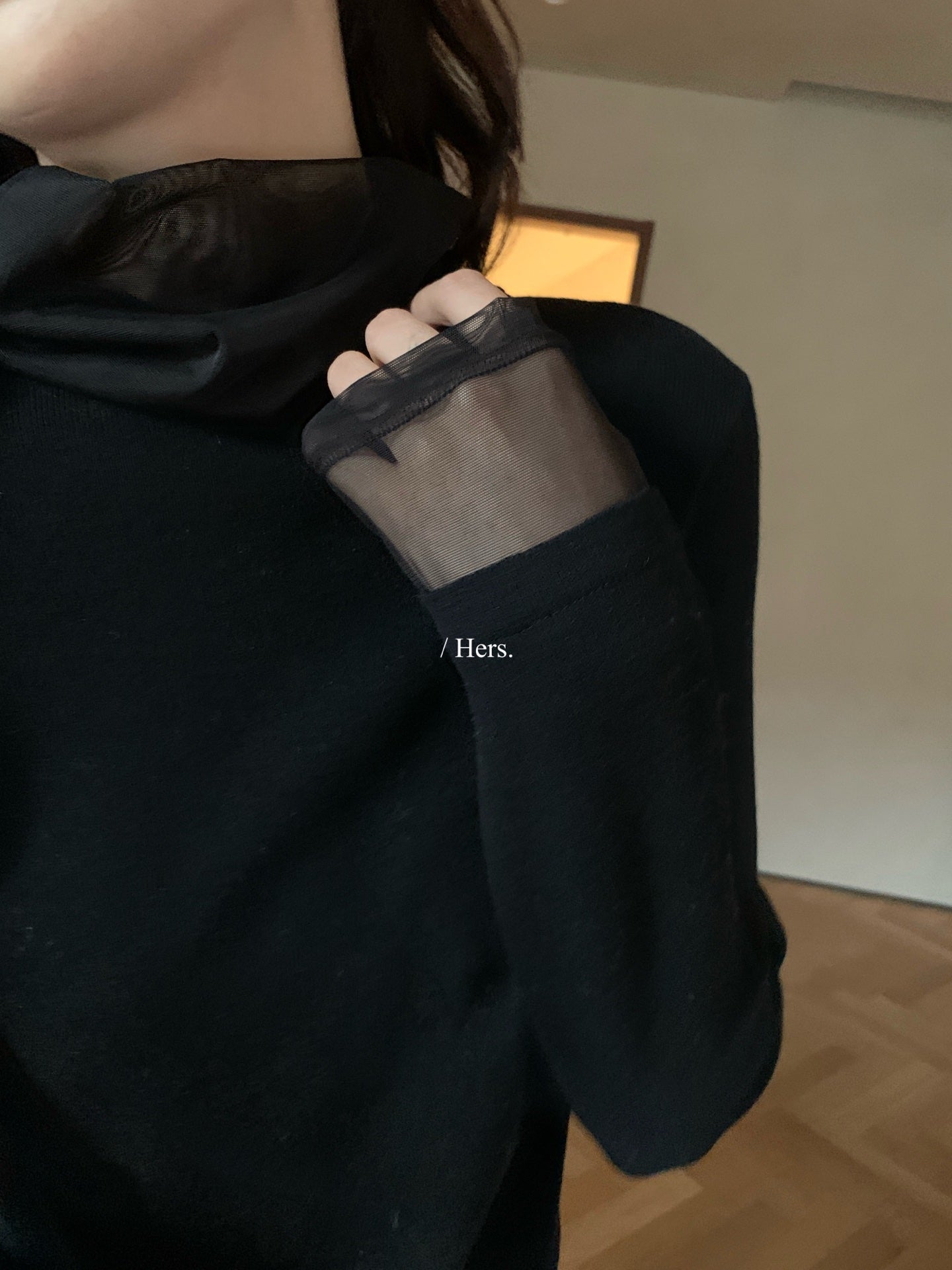 seeUbye - 歐根紗拼接氣質針織衫  92740#