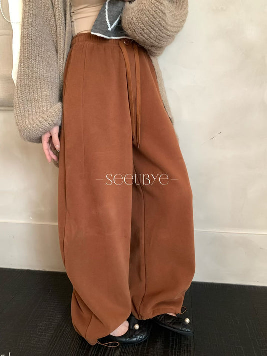 seeUbye - 暖暖褲王 加絨抽繩衛褲  720#