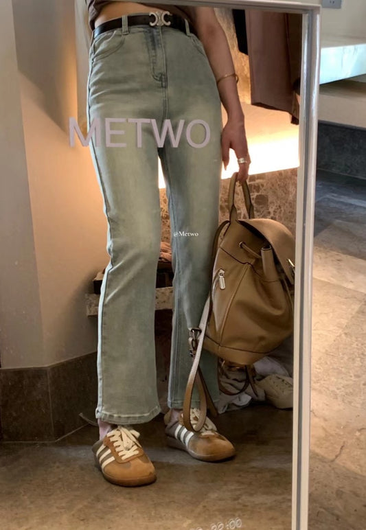 METWO> 360°高彈牛仔直筒褲sml 1231#