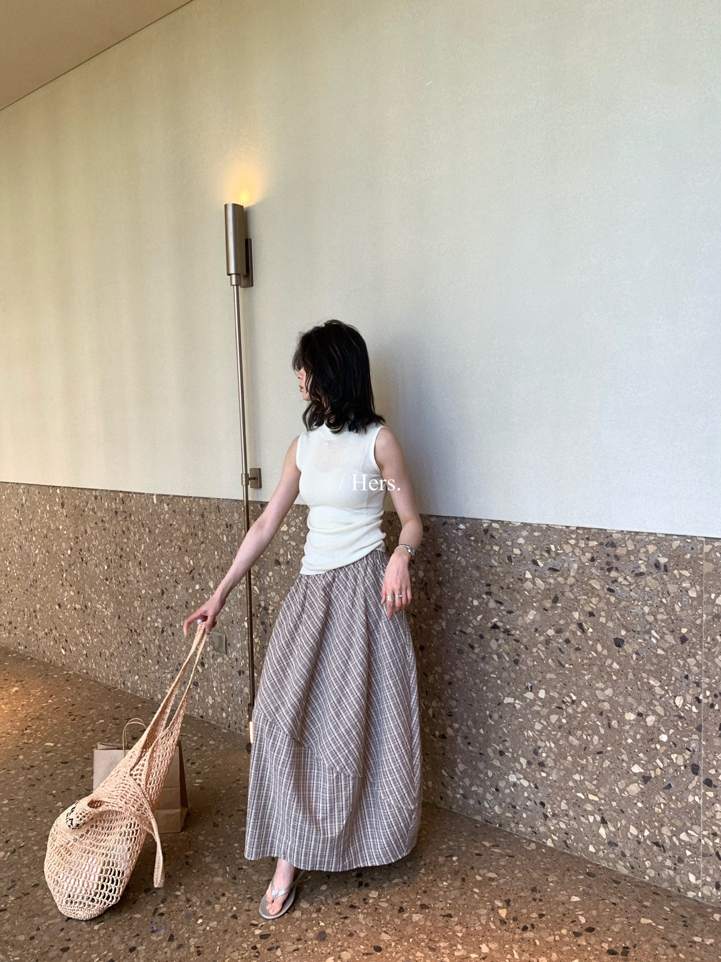 Hers - 格子山本半裙子   80304#