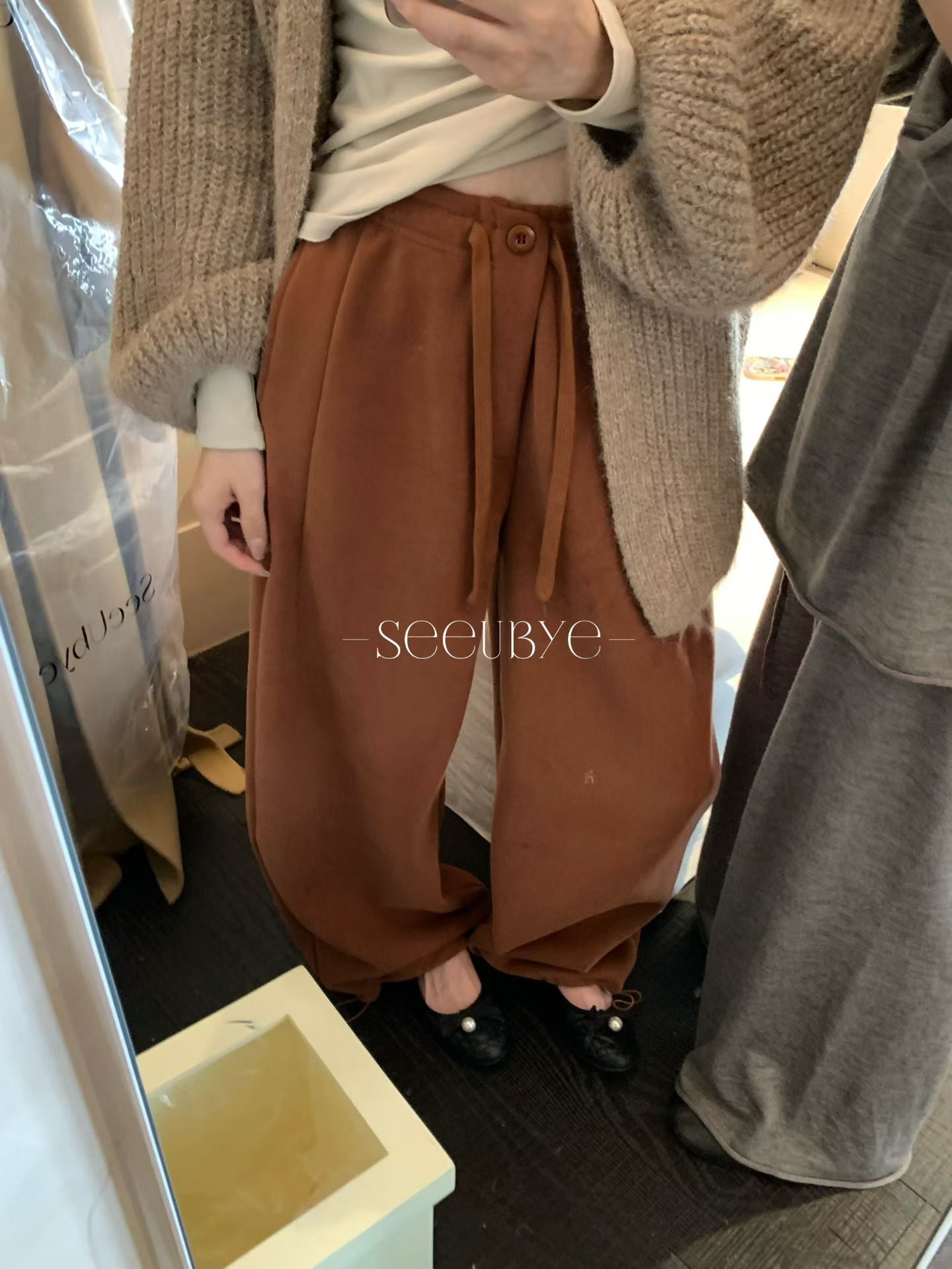 seeUbye - 暖暖褲王 加絨抽繩衛褲  720#