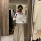 HERS> 碎花打摺闊腿牛仔褲 20307#