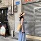 Metwo- 日系藍格連衣裙 孕婦友善  1313#