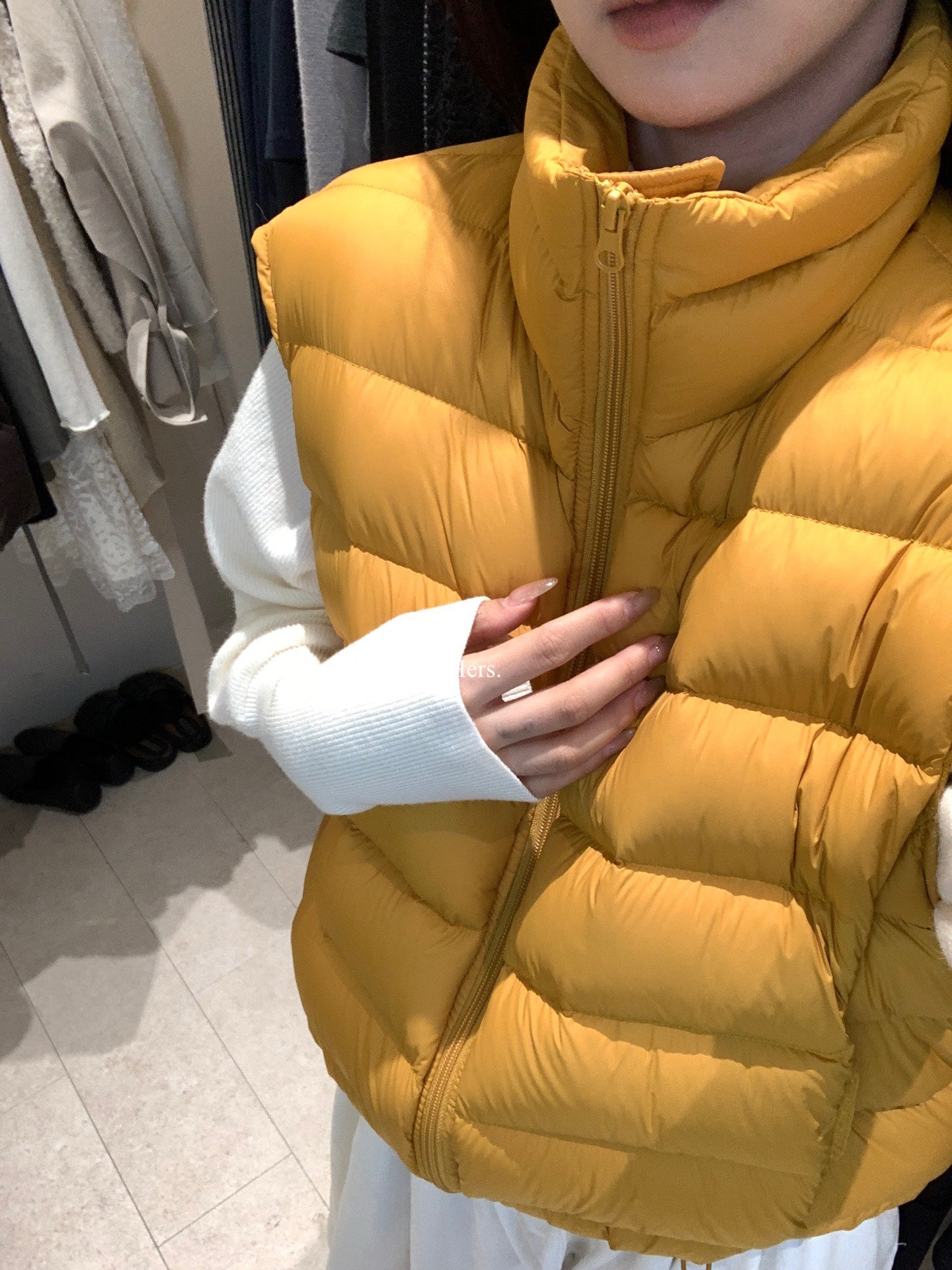 Hers - 立領白鴨絨羽絨馬甲  92535#