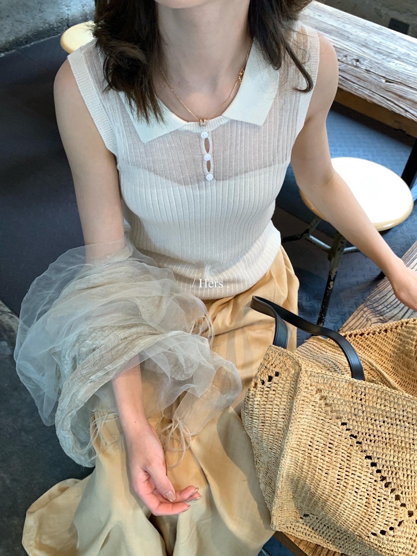 Hers - POLO領小精緻背心   08145#