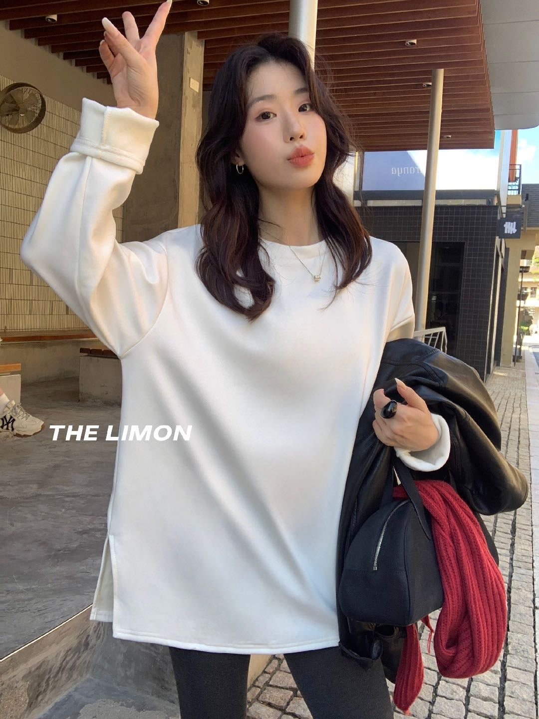 LIMON - 加厚長袖加絨大版T 9296#