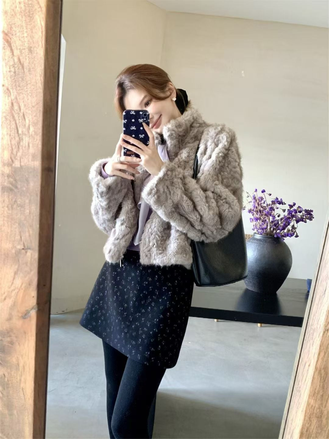 YJNN - 皮毛一體拉鍊款皮草外套  7889#
