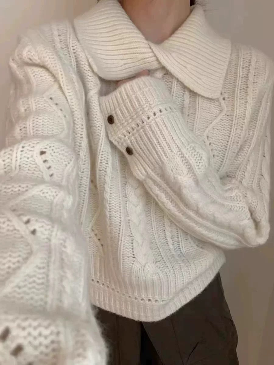 YJNN -  麻花翻領毛衣  438#