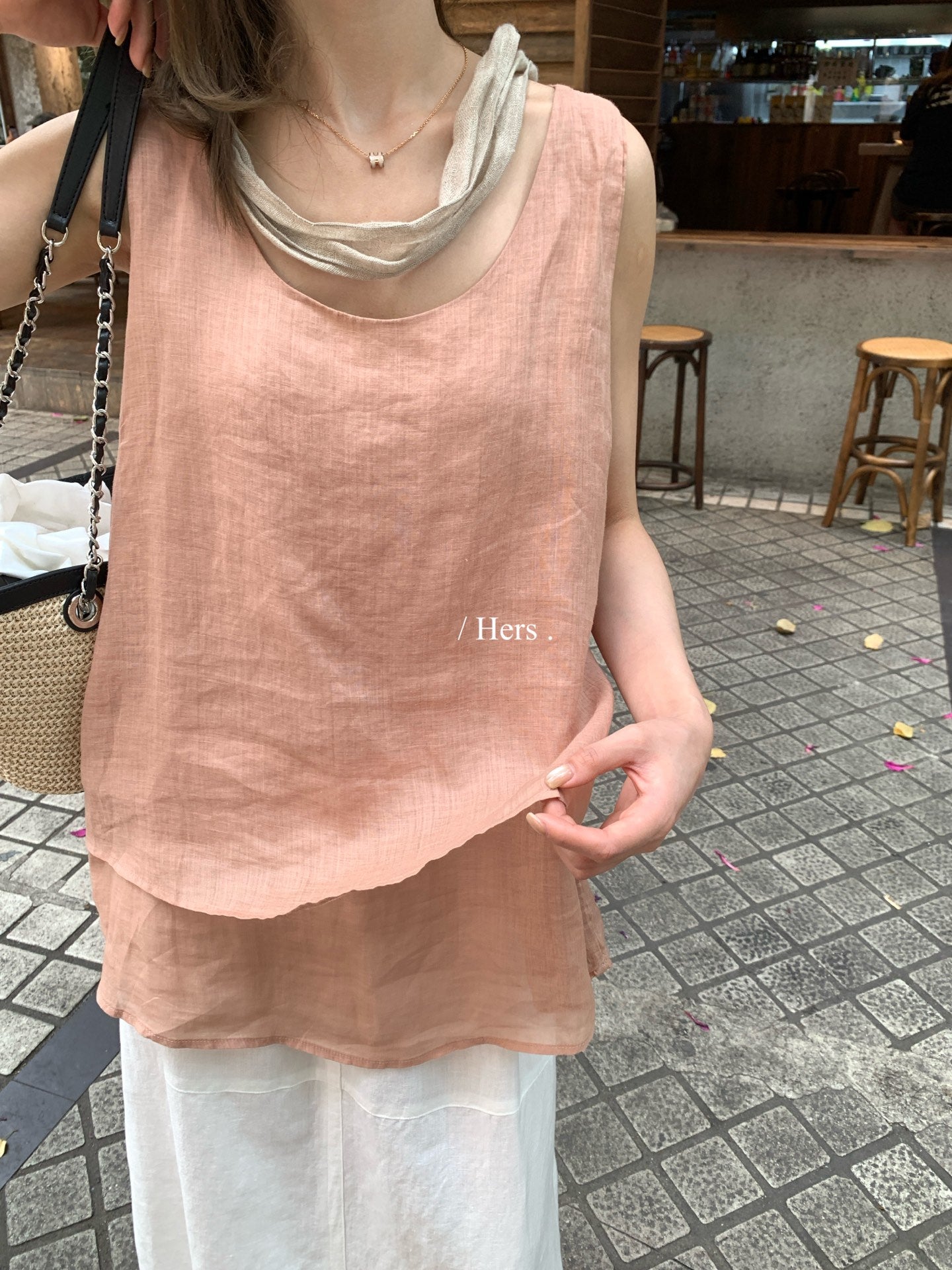 Hers - 亞麻氣質無袖衫   80477#