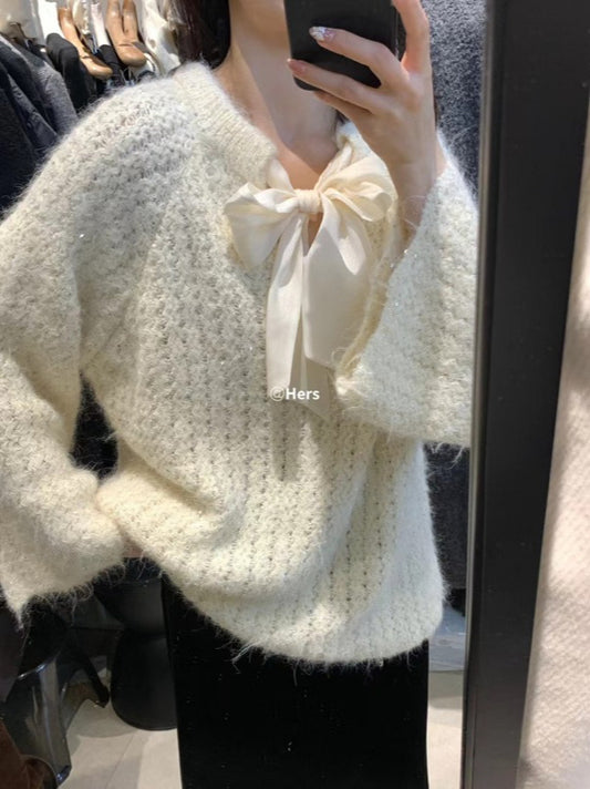 HERS> 前後兩穿繫帶毛衣 #10395#
