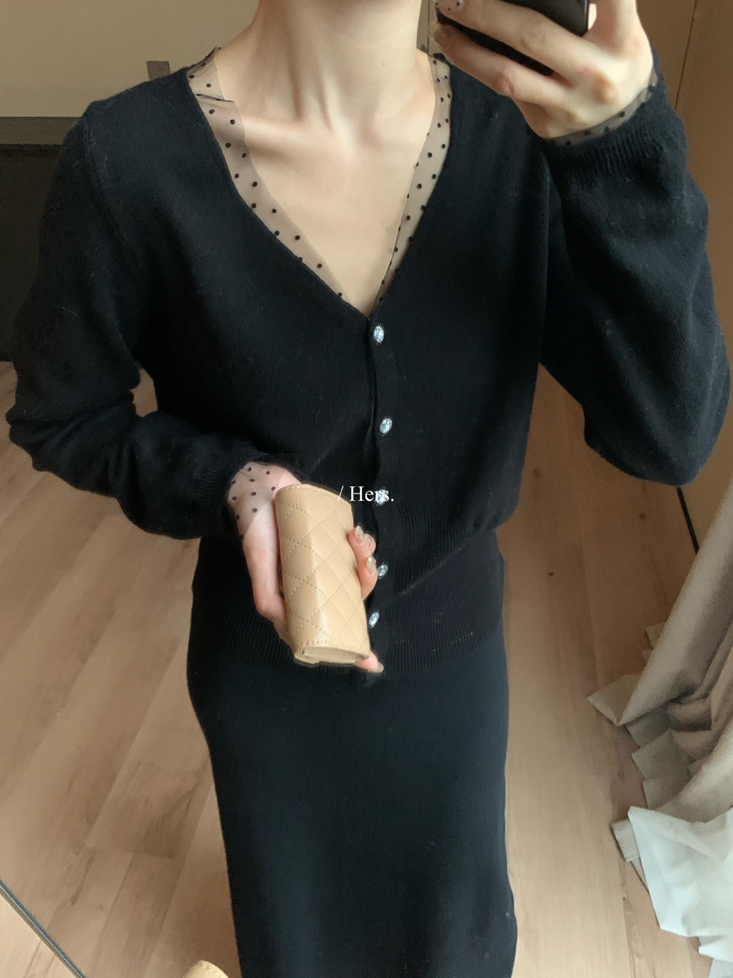 Hers - 羊絨波點紗紗針織衫  92638#