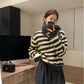 METWO>毛條紋V領毛衣 1802#