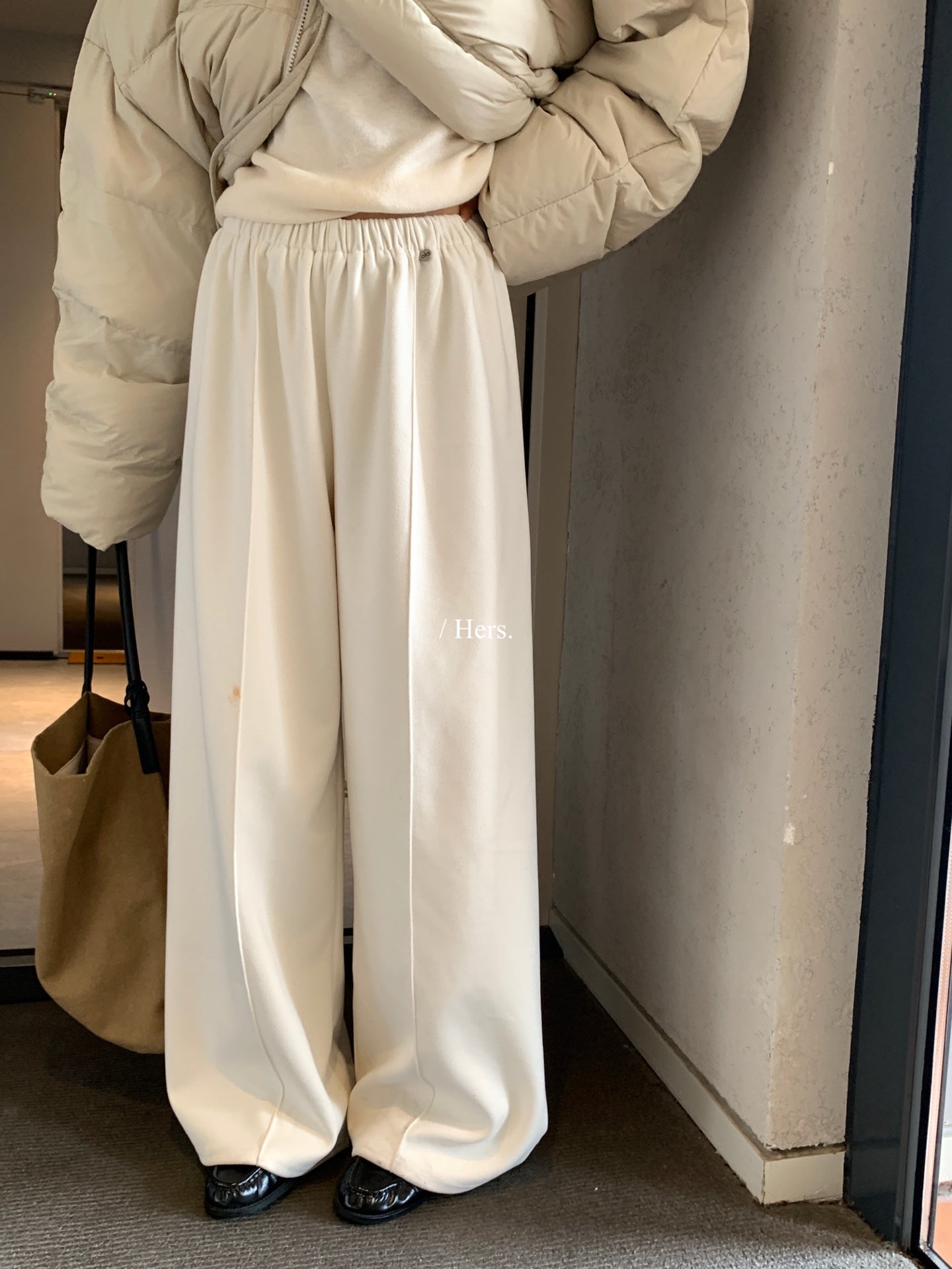 Hers - 韓標壓線直筒羊絨褲  92469#