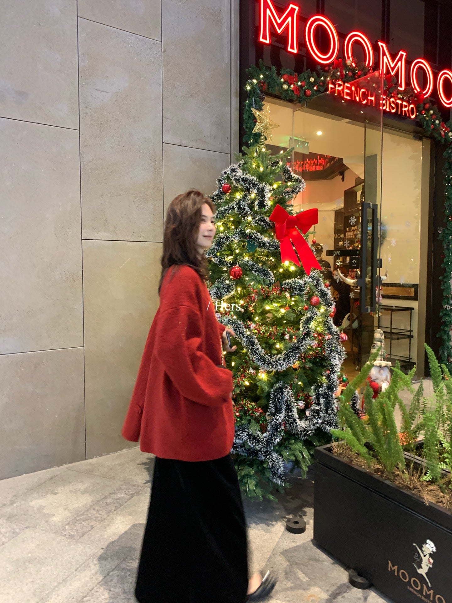 seeUbye - 後盤蝴蝶扣中長款氣質針織毛衣  92817#