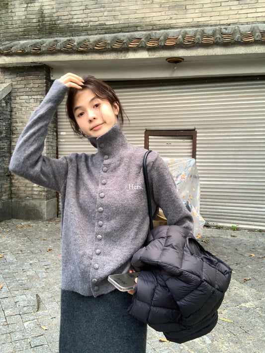 Hers - 單排釦高領毛衣  92515#