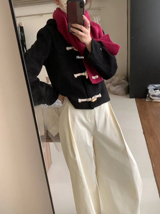 HERS>牛角扣呢子外套2色 8502#