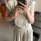 HERS> 夏季收腰V領T+闊腿褲套裝 20866#