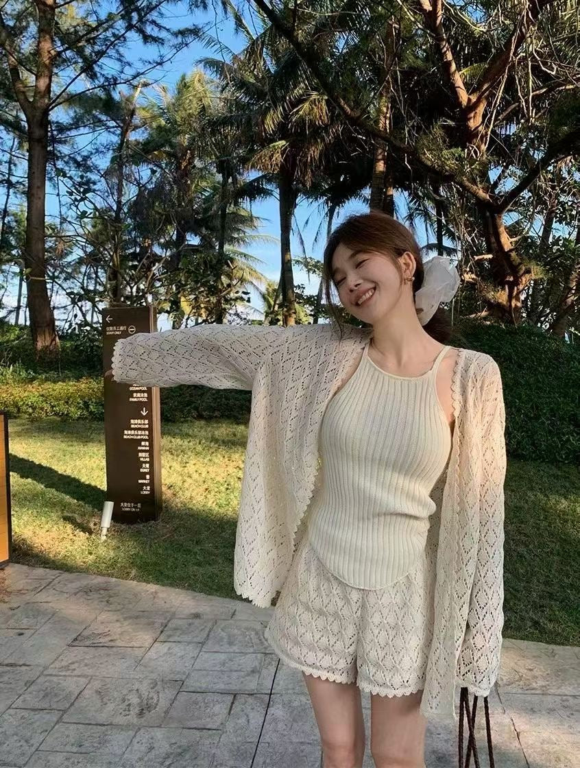 YJ - 簍空針織三件套   6687#