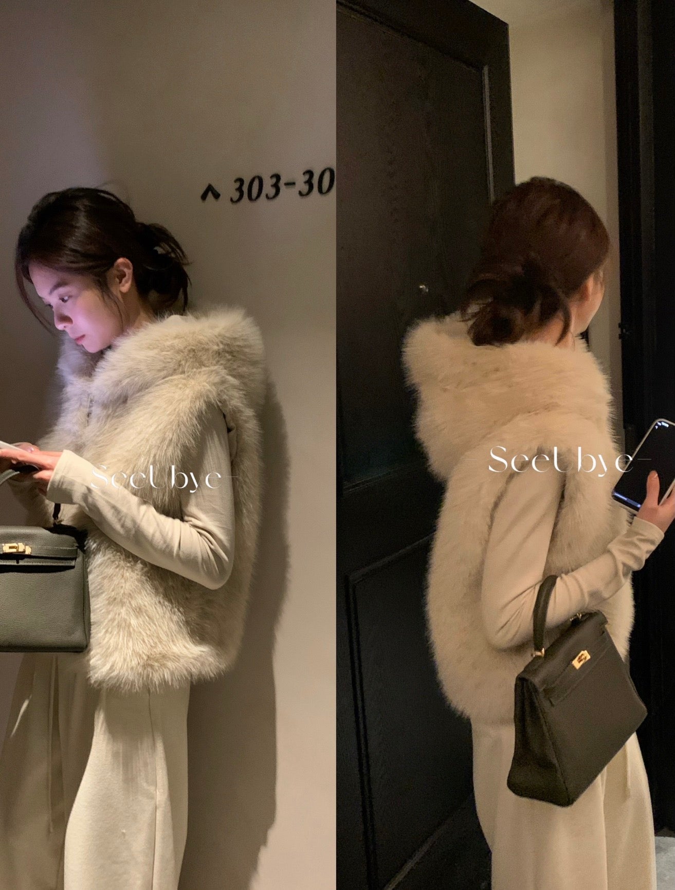 seeUbye - 皮草毛絨連帽馬甲  710#