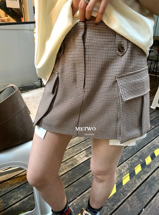 METWO> 設計款格短裙#2048#