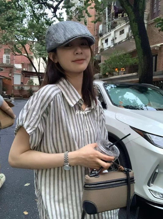 HERS> 小飛袖條紋襯衫 20650#