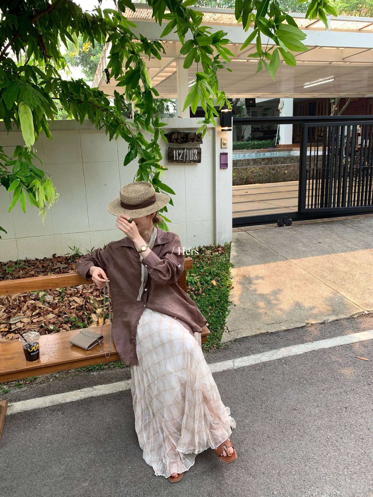 Hers -  100苎麻v領襯衫    80392#