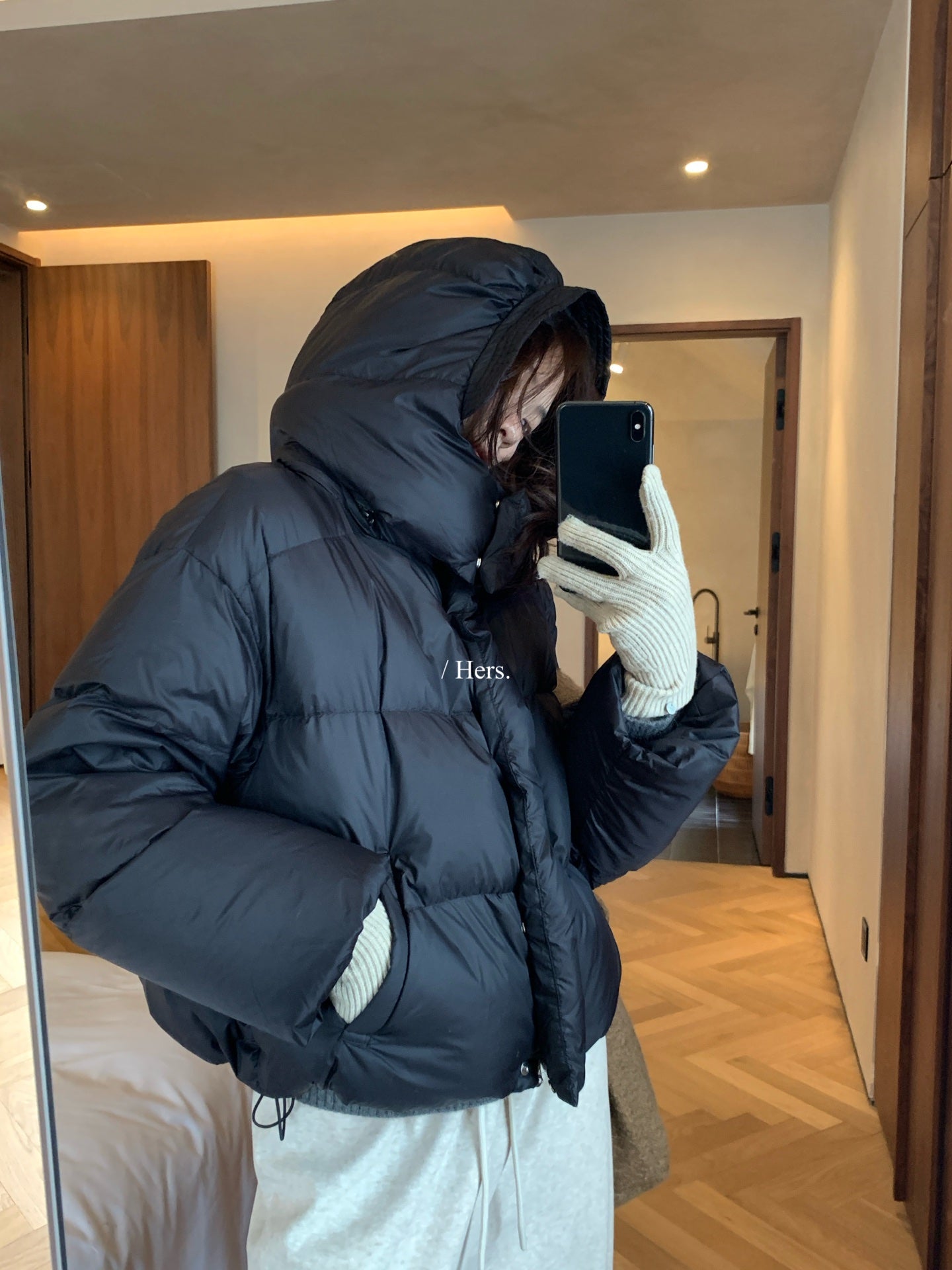 Hers -  云朵90%白鴨絨連帽與絨外套  92728#