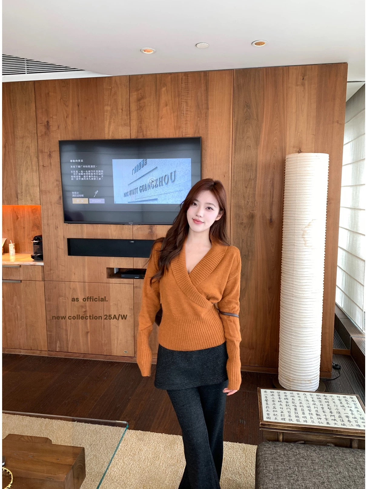 YJNN - V領縮腰毛衣  299#