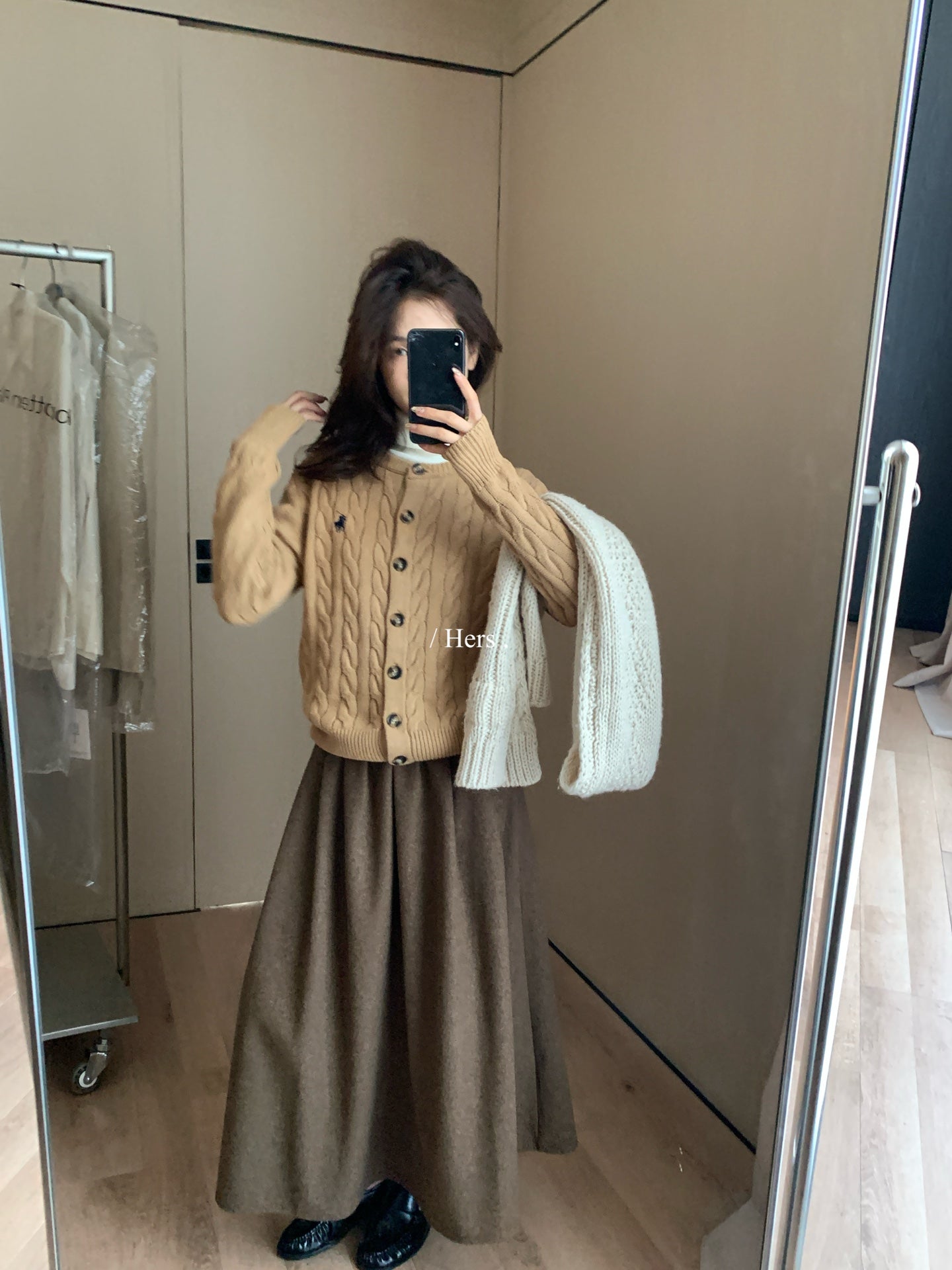 Hers - 韓標毛呢壓褶半裙  92688#