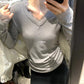 HERS> V領蕾絲拼接打底衫 #10296#