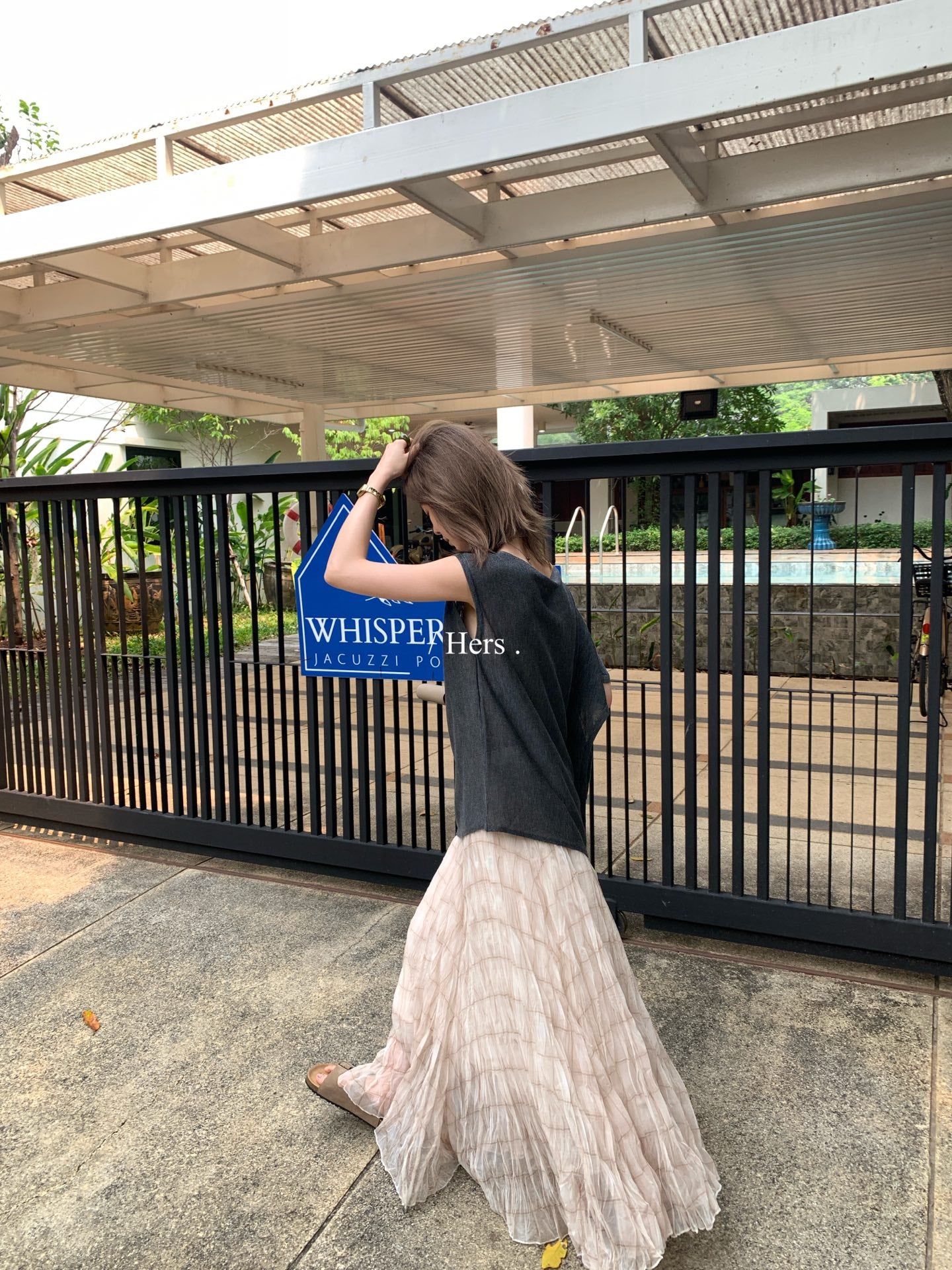 Hers - 一粒扣蕩領氣質針織衫   80509#