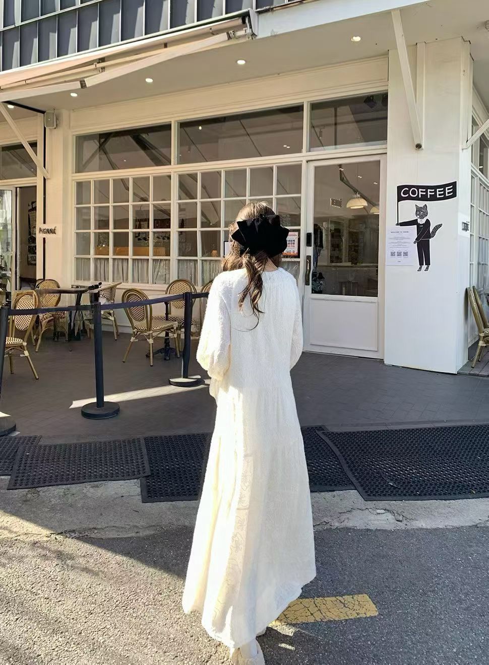 YJNN - 仙氣刷絨緹花分割連身裙洋裝&奶茶馬甲  8513#