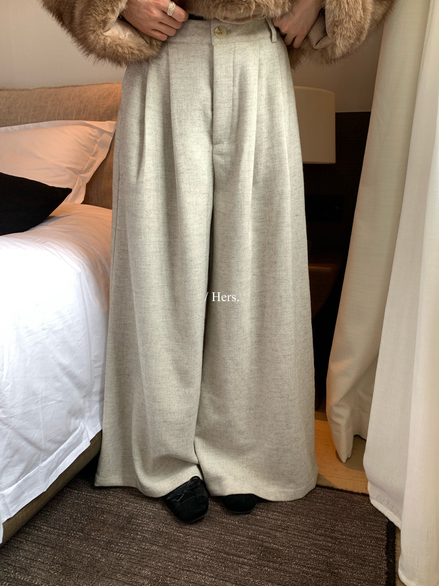 Hers - 壓褶闊腿西褲 92569#