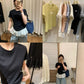 HERS> 可愛蕾絲袖純色T 20435#