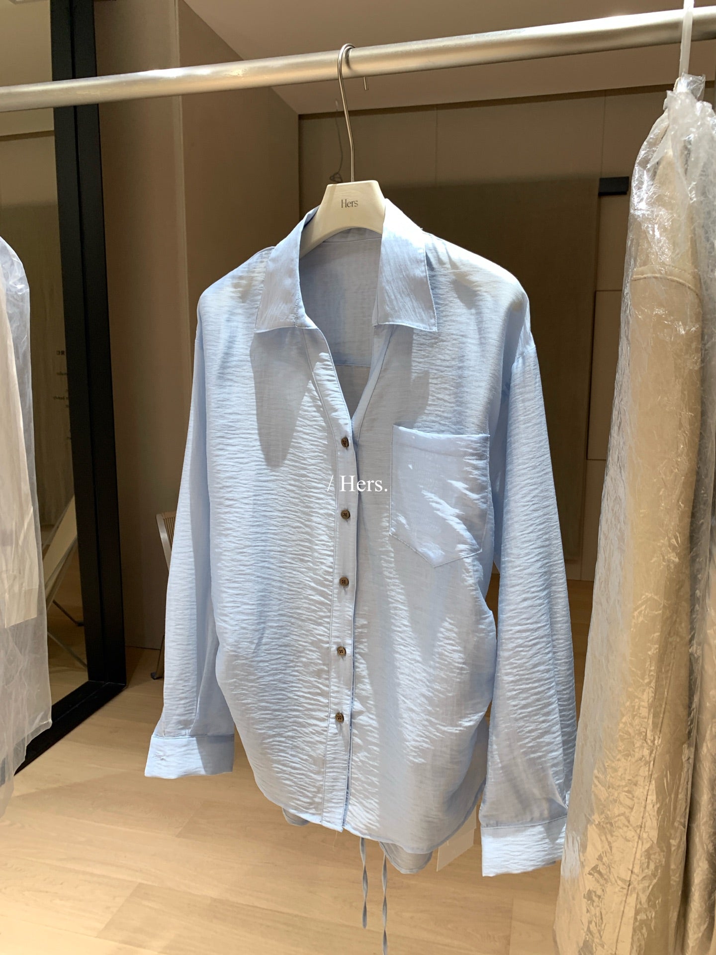 Hers -  掐腰綁帶襯衫    80390#