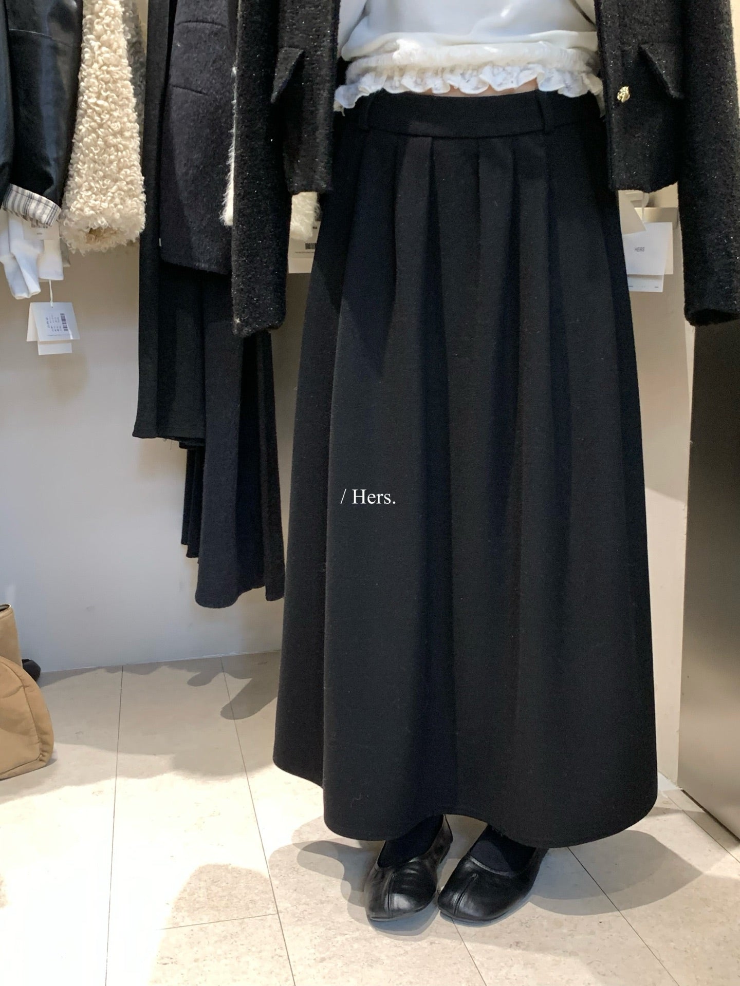 Hers - 韓標毛呢壓褶半裙  92688#