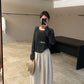Hers - 撞色微皺肌理感半裙  80213#