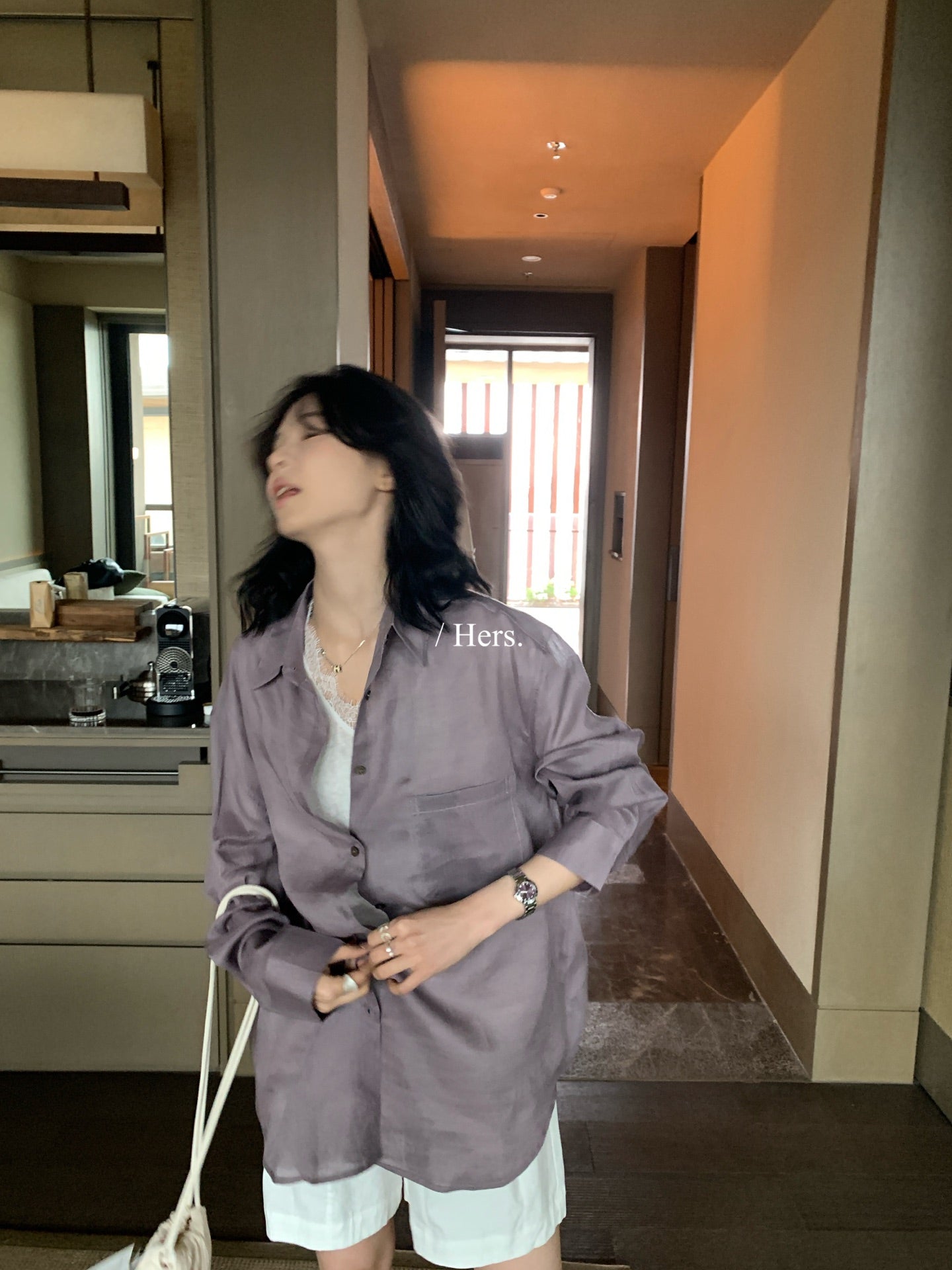 Hers - 多色經典麻料襯衫   80191#