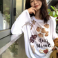 HERS> 復古印花慵懶T 92183#