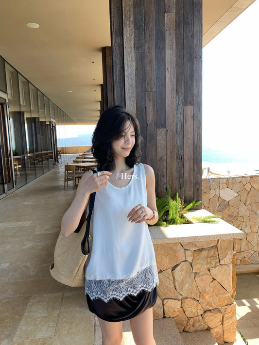 Hers - 蕾絲拼接疊穿背心   80221#