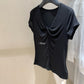 Hers - 紐結V領紙片T   80571#