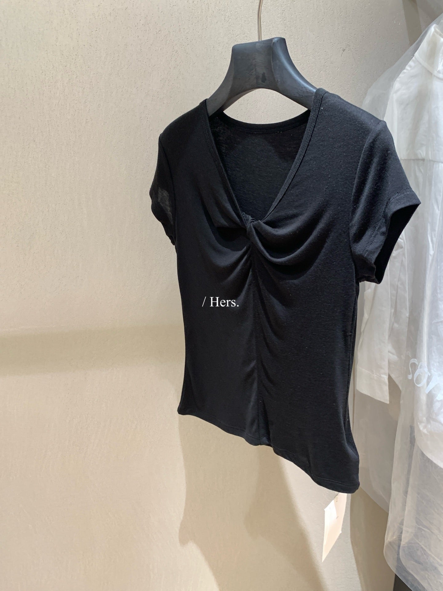 Hers - 紐結V領紙片T   80571#